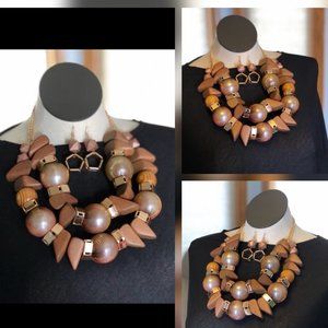 Wooden Necklace with Earrings